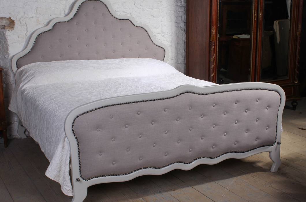Pleasing French super king size restored upholstered bed